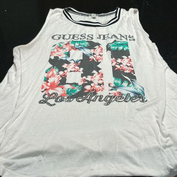 Guess jeans xl tank top a little bit of discoloration in armpit area glitter - Picture 1 of 6